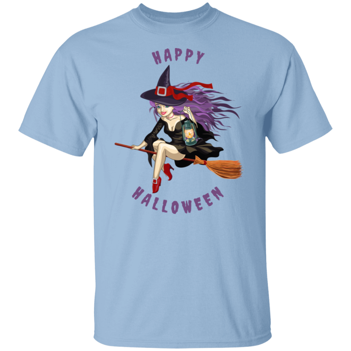 Happy Halloween Witch on Broom T-Shirt