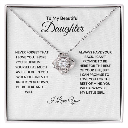 To My Beautiful Daughter "Love Knot Necklace"
