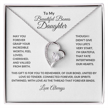 To My Beautiful Bonus Daughter "Forever Love Necklace"