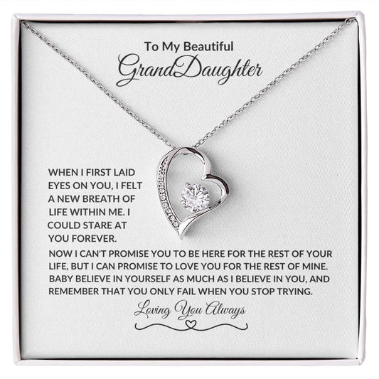 To My Beautiful Grand Daughter "Forever Love Necklace"